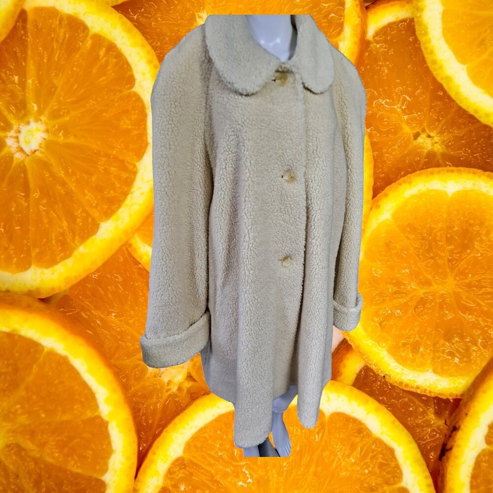 Dennis‎ Basso White Sherpa Button Up Coat Size 3X